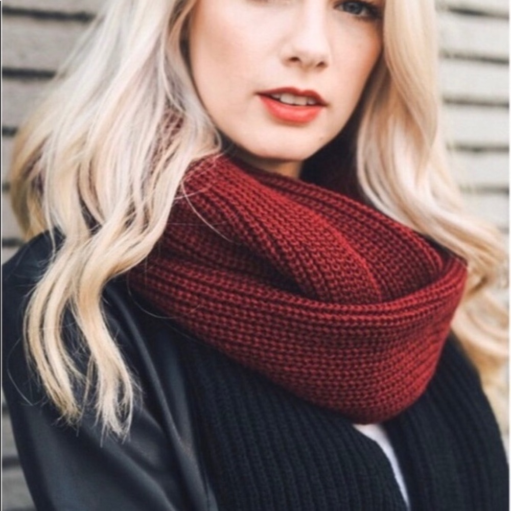 Soft knit Burgundy Infinity Scarf  OS